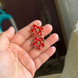 Elegant Red Floral Earrings